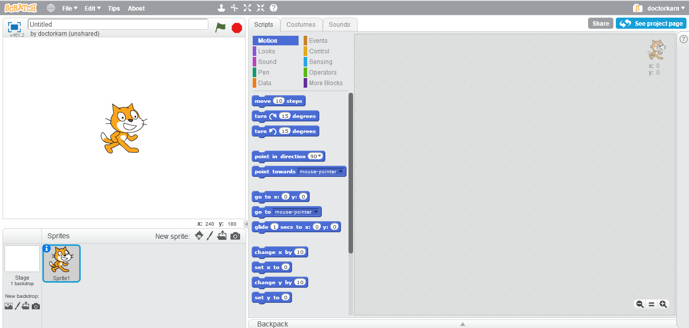 สร้างเกมส์ด้วย Scratch : ตอนที่ 1 - เริ่มต้นเขียนโปรแกรมภาษา Scratch -  Karnlab