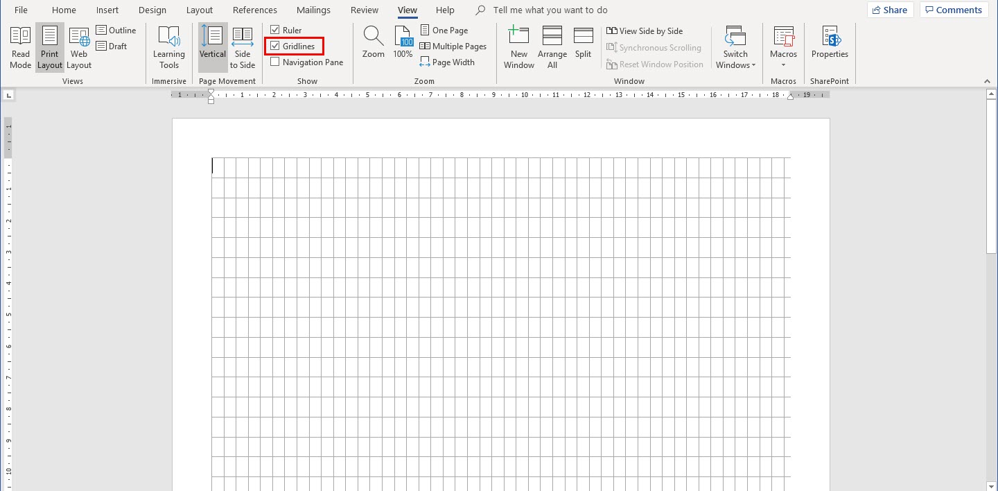 How To Set Gridlines In Word Printable Templates